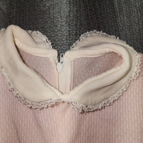 Vintage Baby Girls Baby Bliss Pink White Romper Outfit Small Collared Lace Trim - Picture 4 of 9